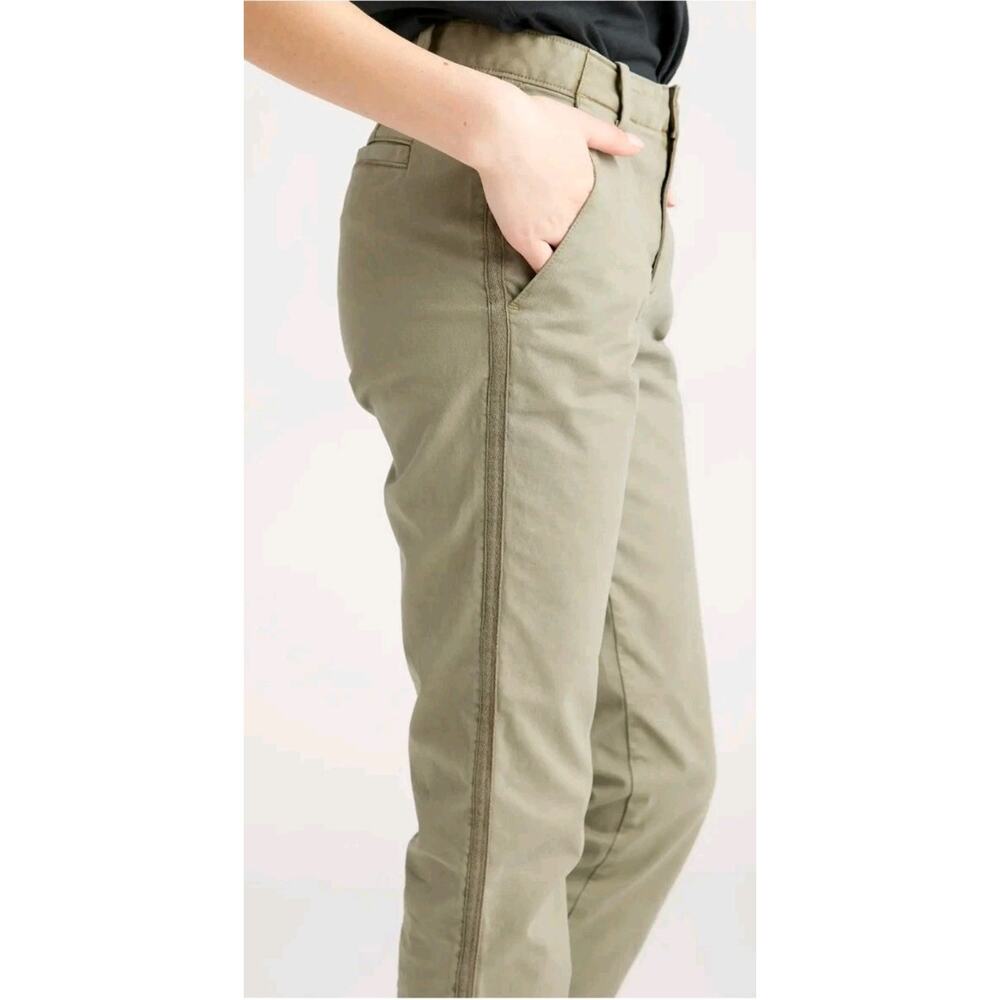 Stretch Cotton Twill Girlfriend Chino Pants - Olive - Picture 4 of 12